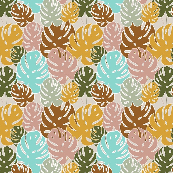 Colorful monstera jungle