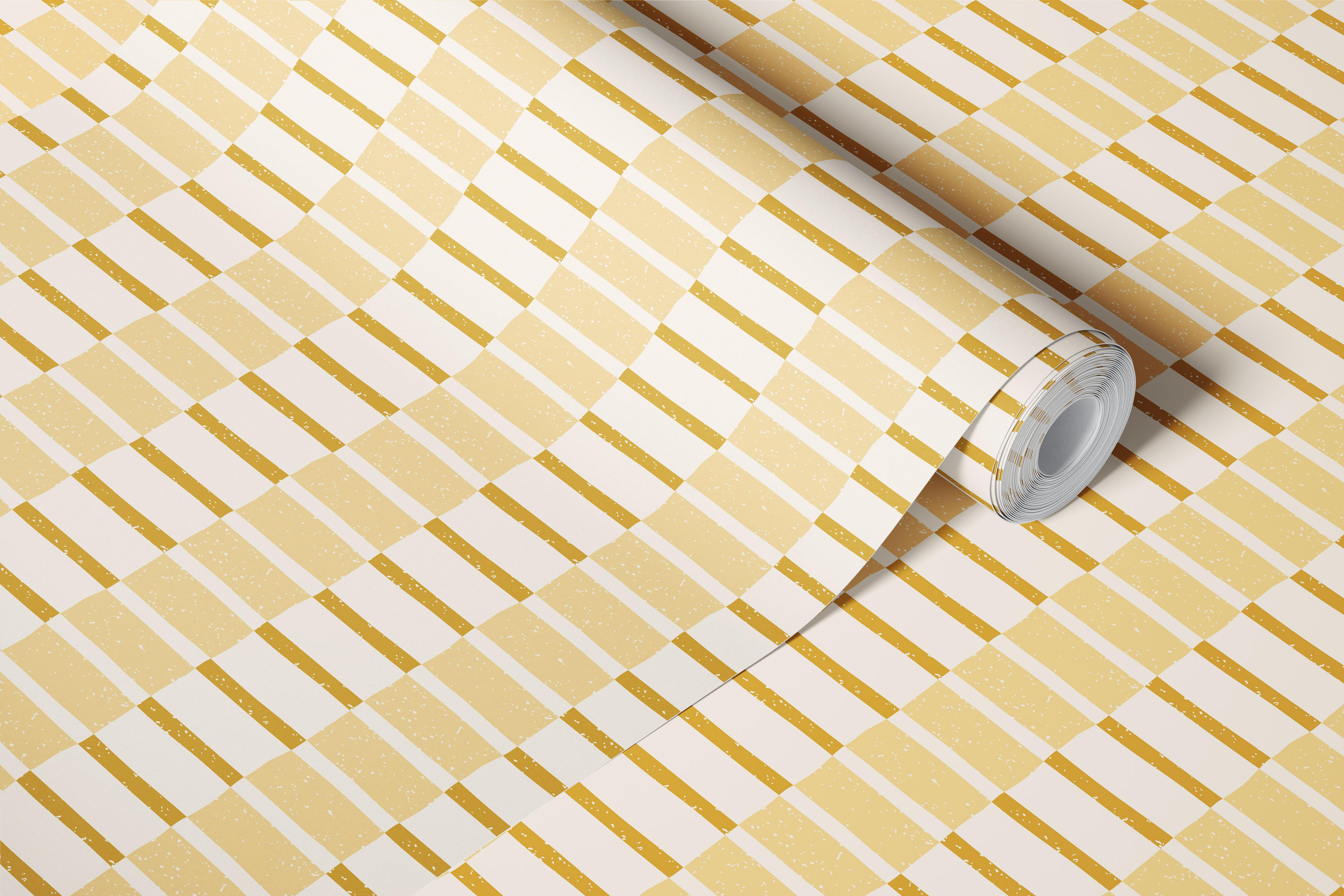 Willow stripe check wallpaper in a room