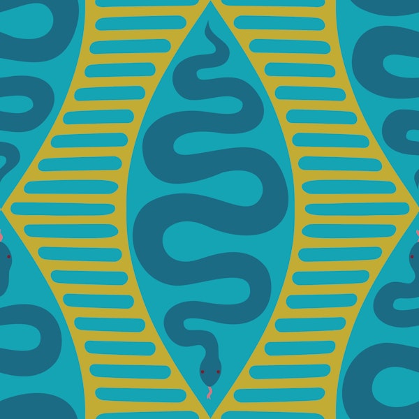 Mid century snake geometry - teal turquoise