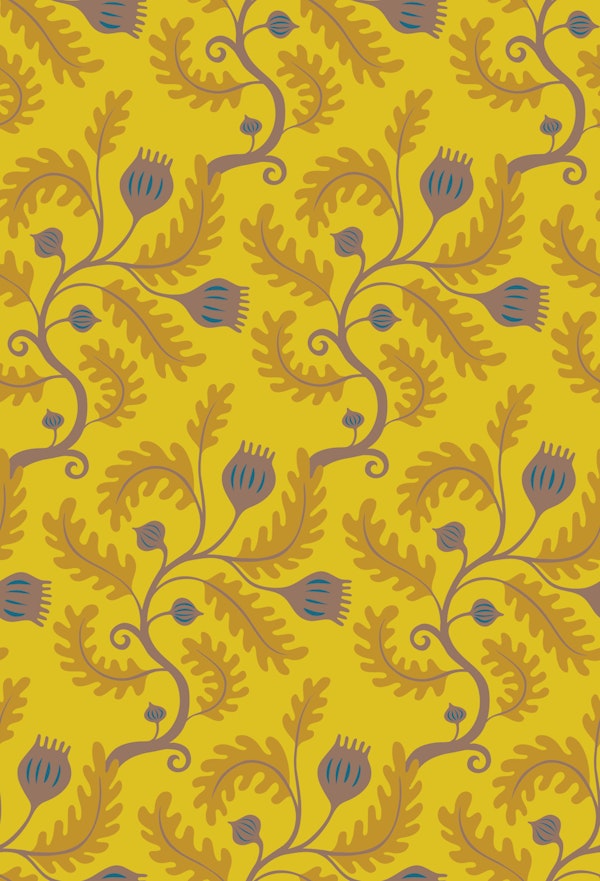 Twisting Vine - mocha and mustard - Medium