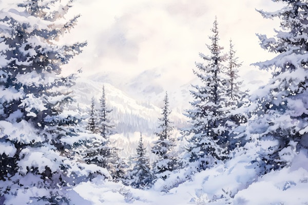 Misty Winter Forest Vista