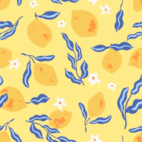 Summer Lemons Botanical yellow wallpaper