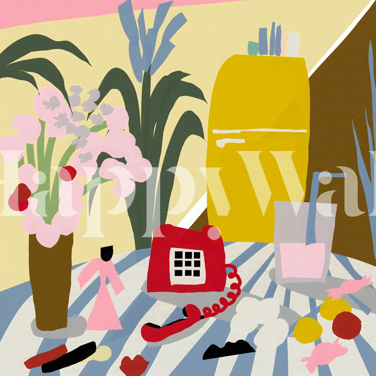 Mid Century Kitchen Still Life tapet i et rum