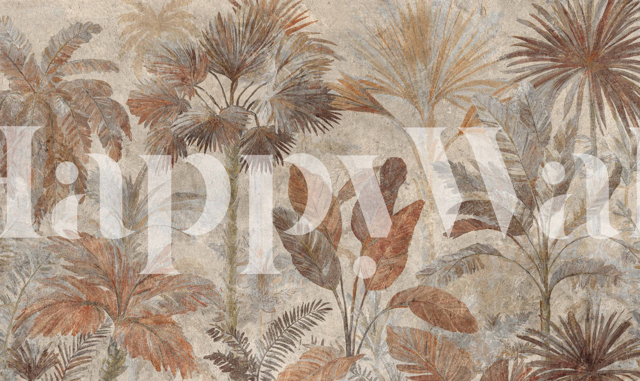 Soft Palm Paradise Terracotta wallpaper in a room