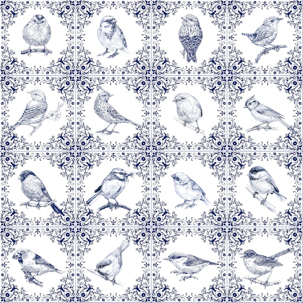 Delft tiles Songbirds