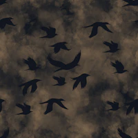 Ravens in the golden stormy sky wallpaper