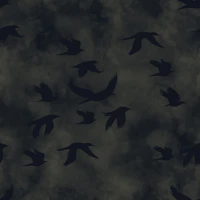 Ravens in the greenish stormy sky wallpaper