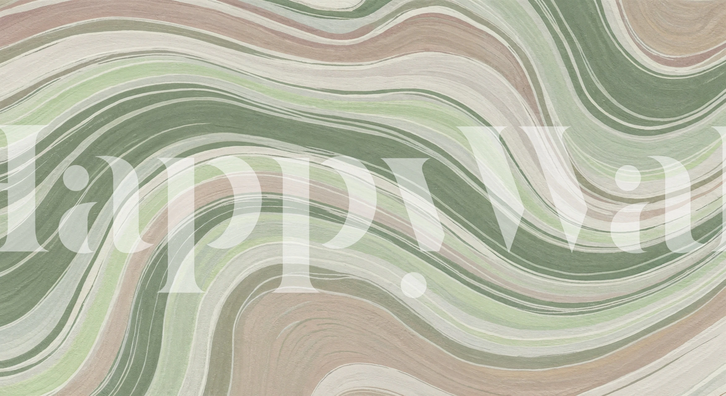 Sage Green Marble Waves wallpaper in a room