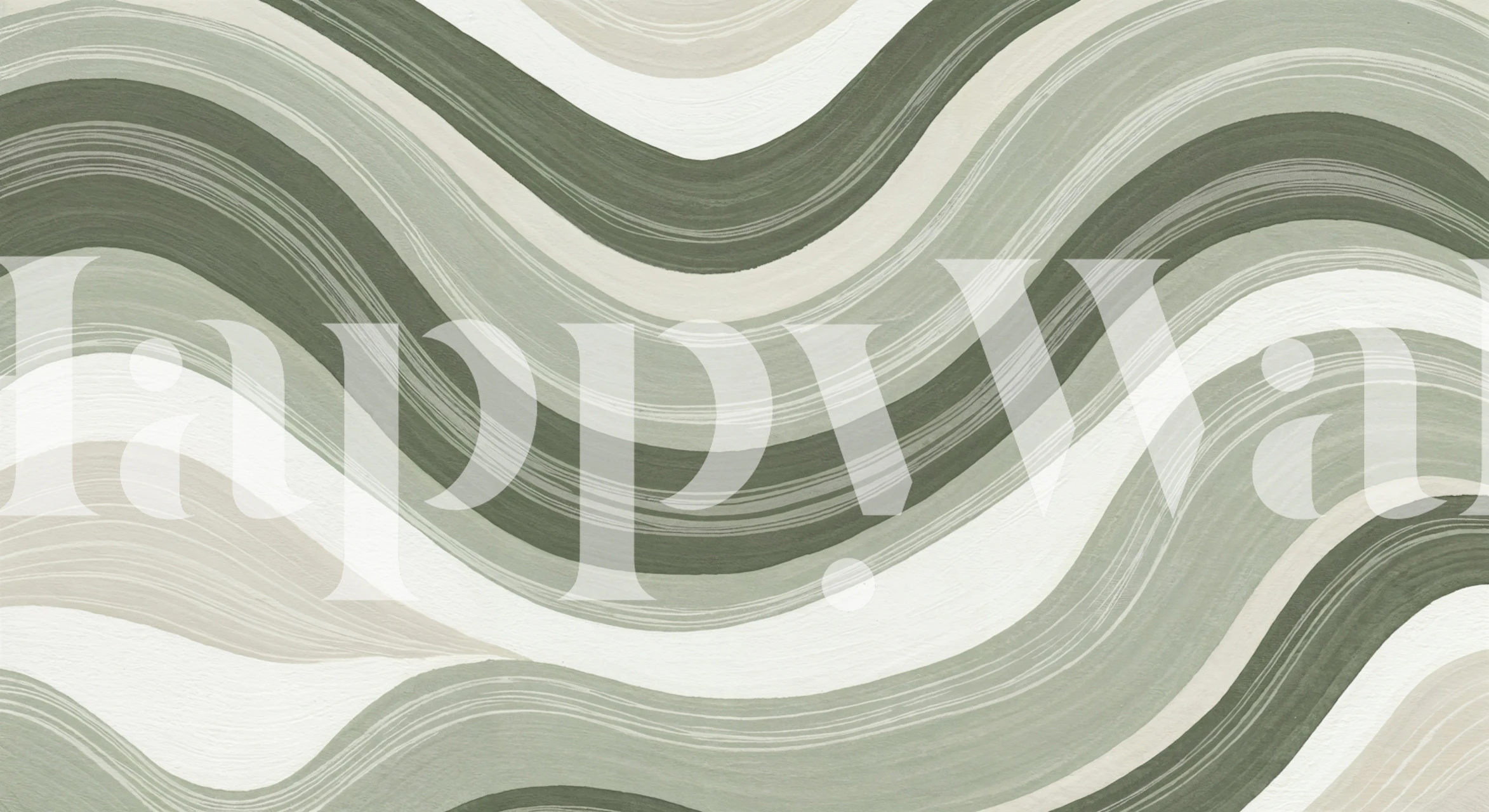 Muted earth tone waves wallpaper in a room
