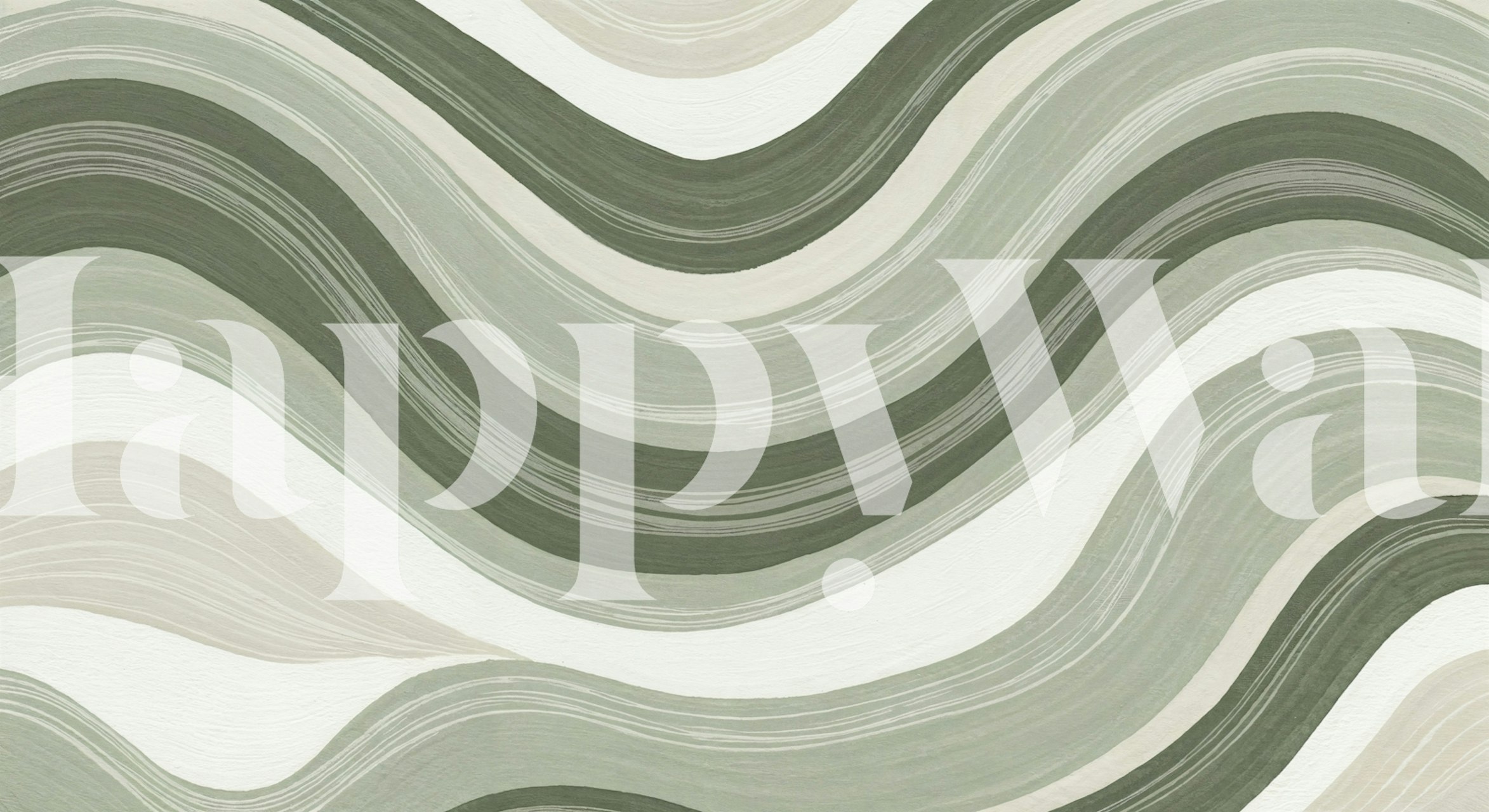 Muted earth tone waves wallpaper in a room