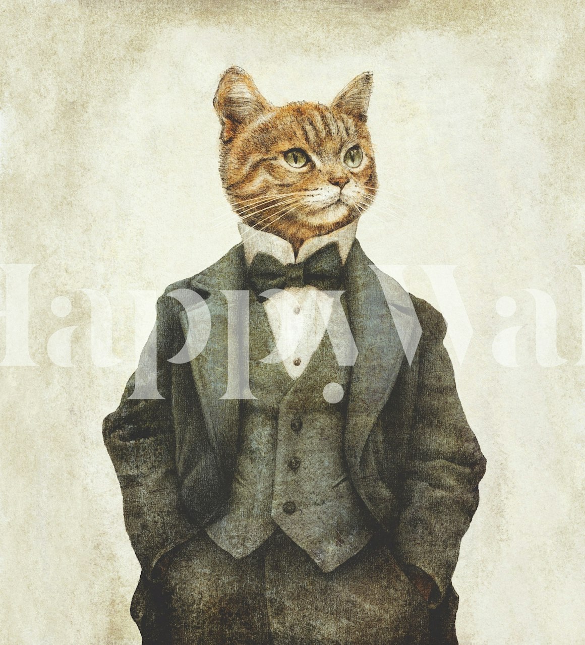 Victorian Cat Gentleman wallpaper in a room