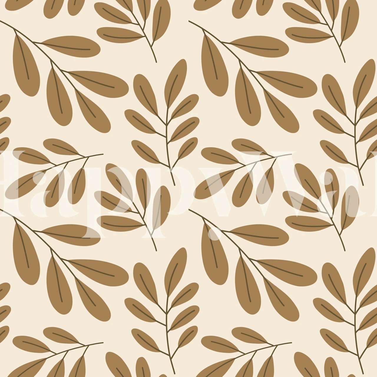 Minimal Neutral Leaves wallpaper in a room