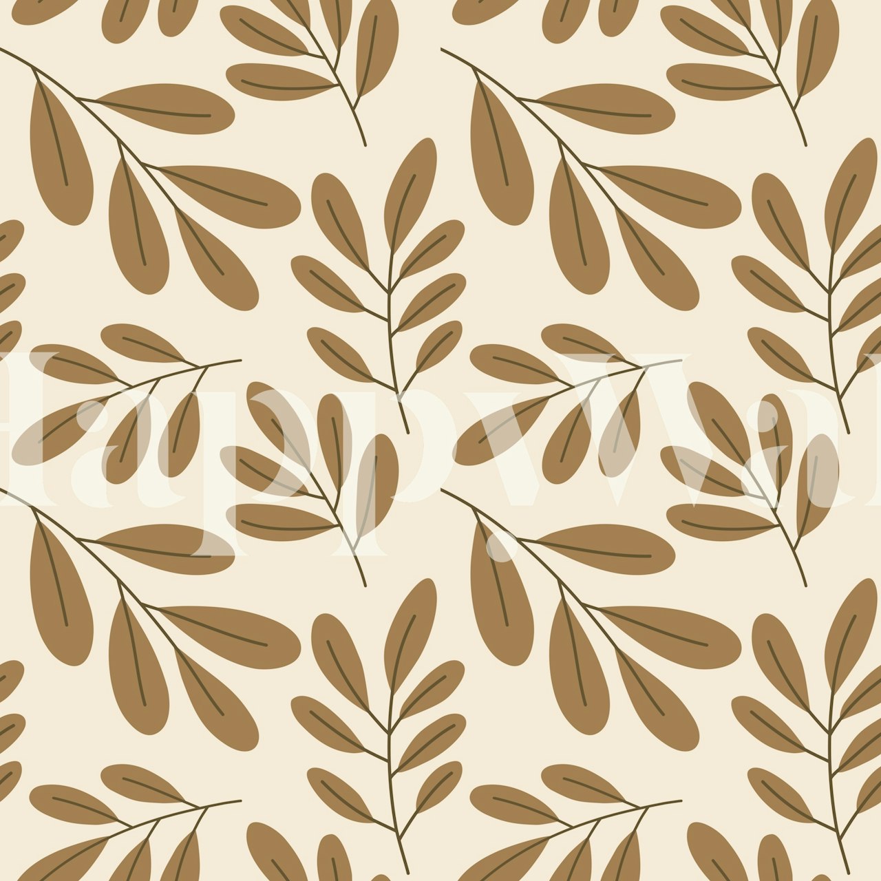 Minimal Neutral Leaves wallpaper in a room