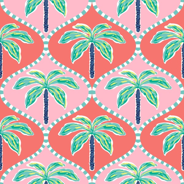 Retro Palm Oasis Pink Green