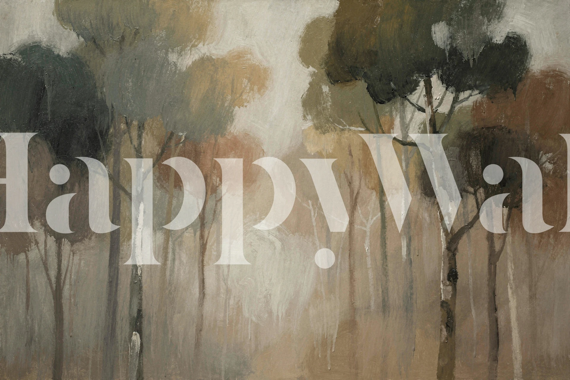 Misty Forest Oil Painting tapet i et rum