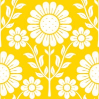 Retro Scandi Daisy Garden - Bright Yellow - L wallpaper