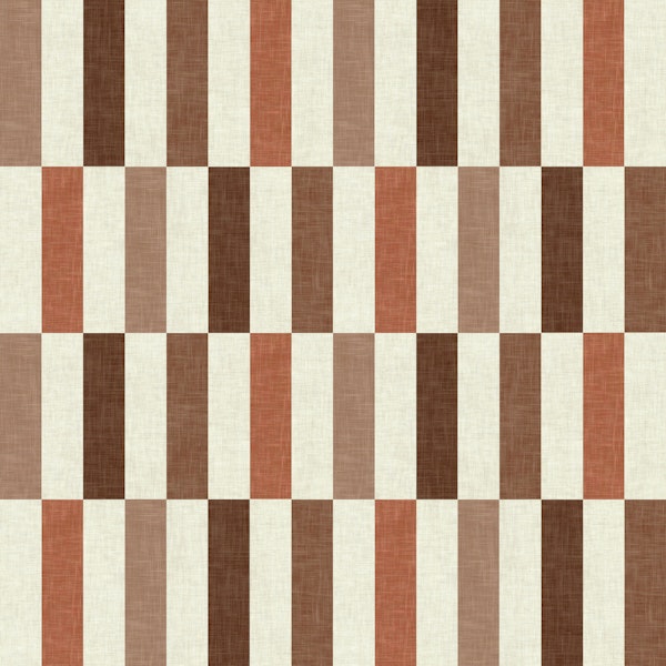 Mid-Century Tile Geometric - Orange & Brown