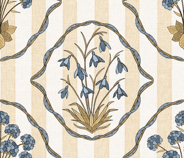 Snowdrop Flower Medallion Stripe