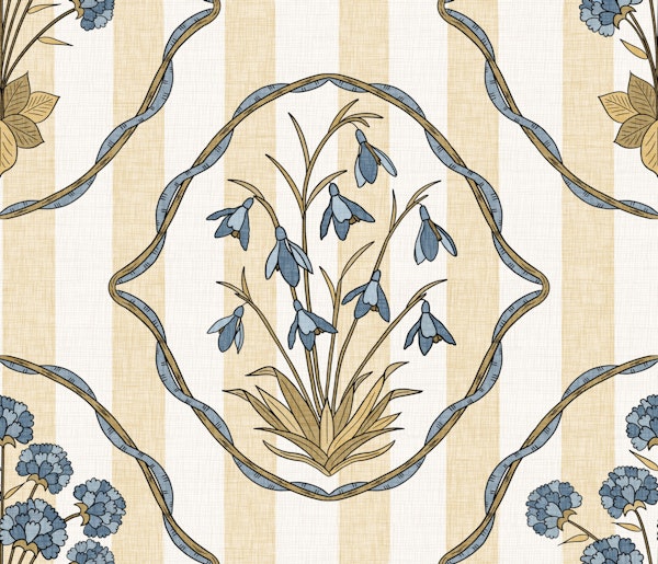 Snowdrop Flower Medallion Stripe