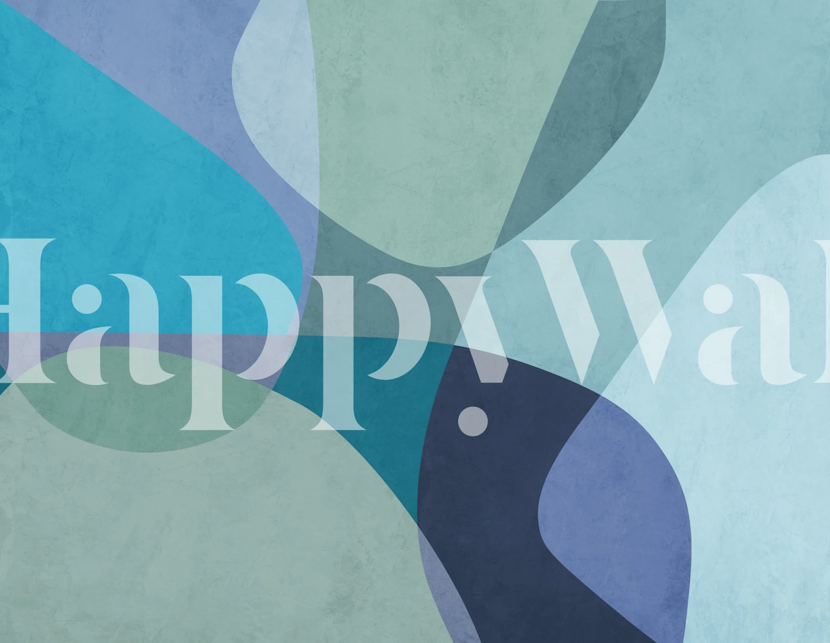 Mid Century Modern Blue Curves wallpaper in a room