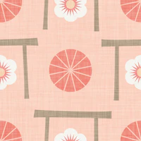 Japandi Umbrella and Cherry Blossom Peach wallpaper