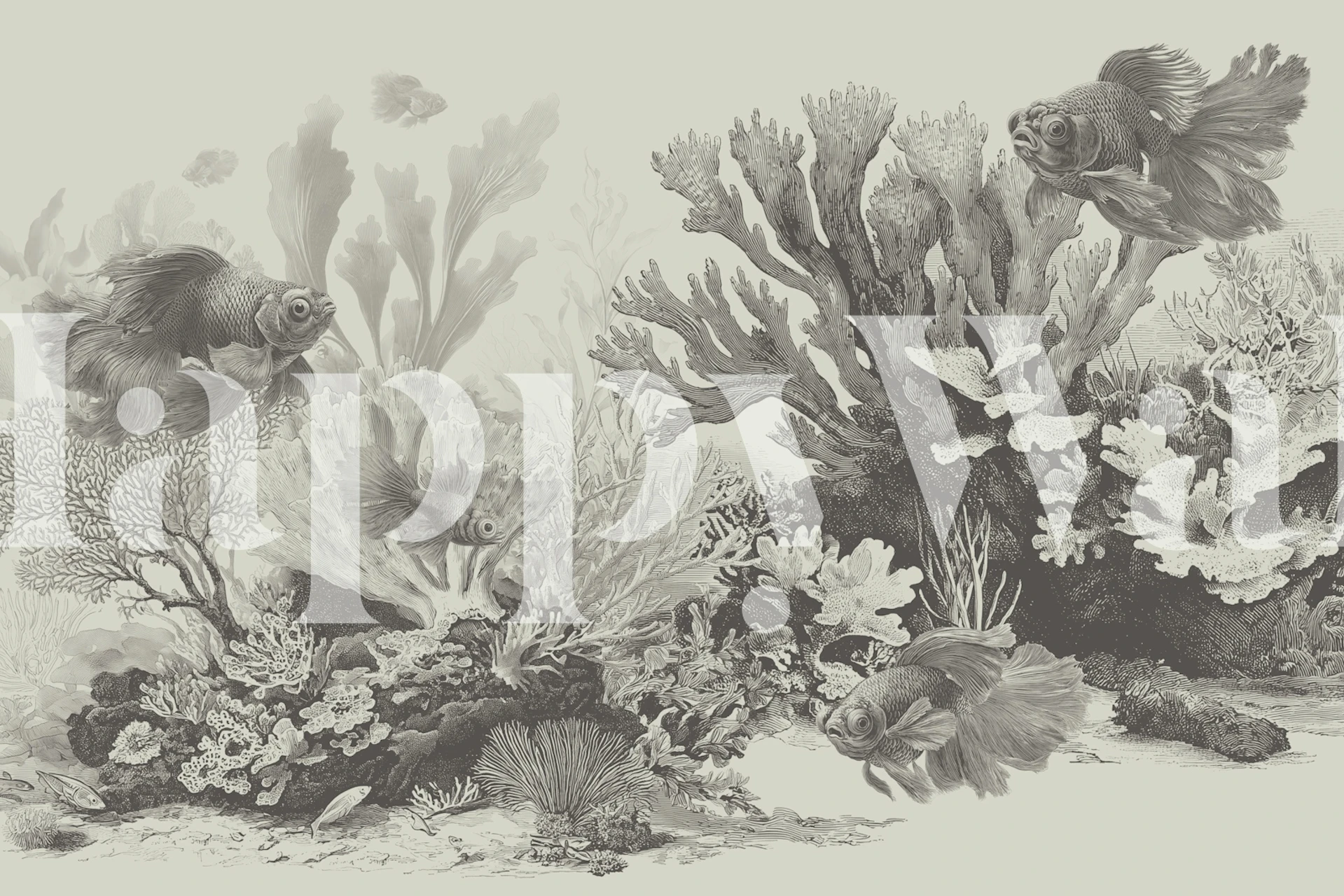 Akvariumstema tapetdesign i ett rum