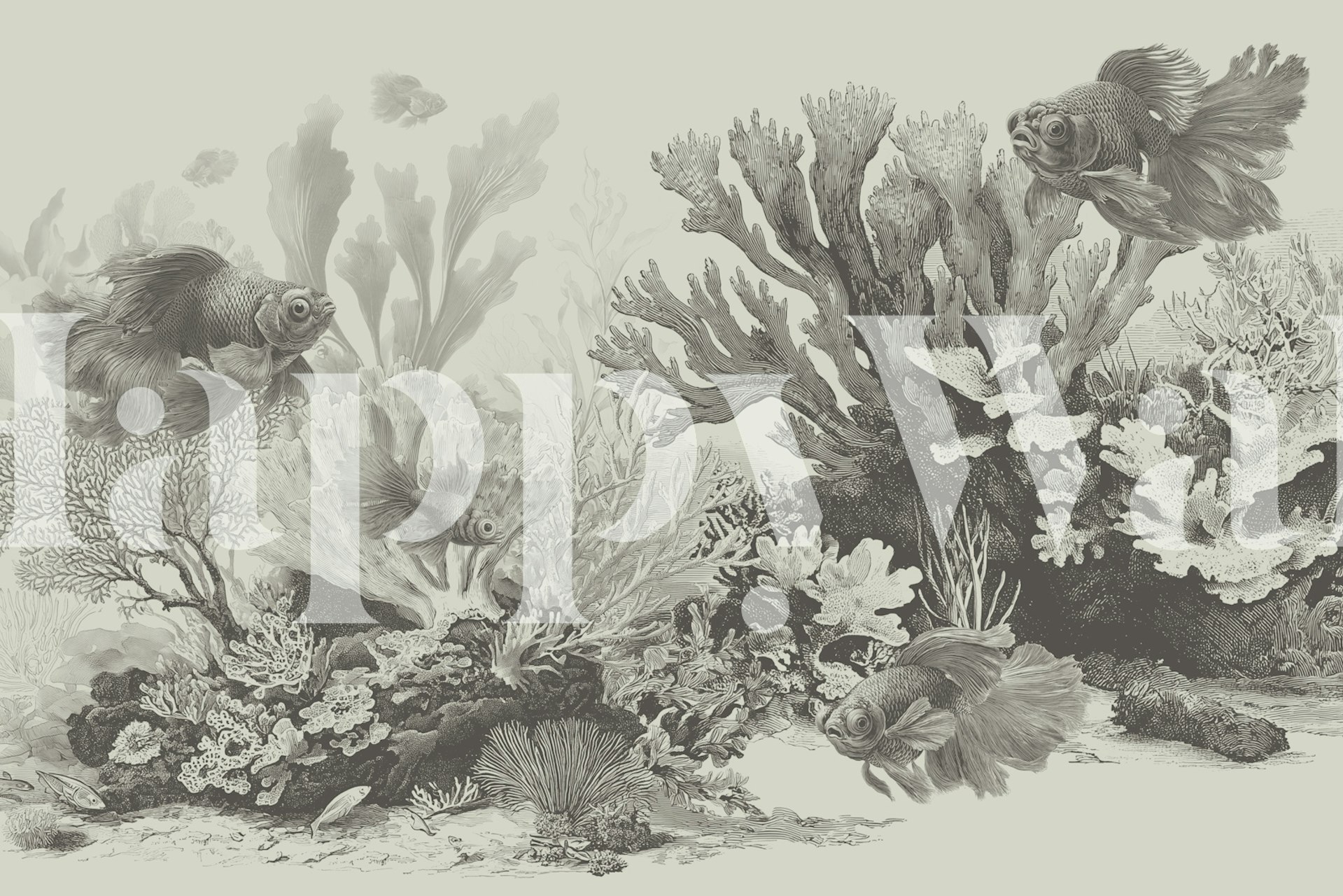 Aquarium themed wallpaper design in a room