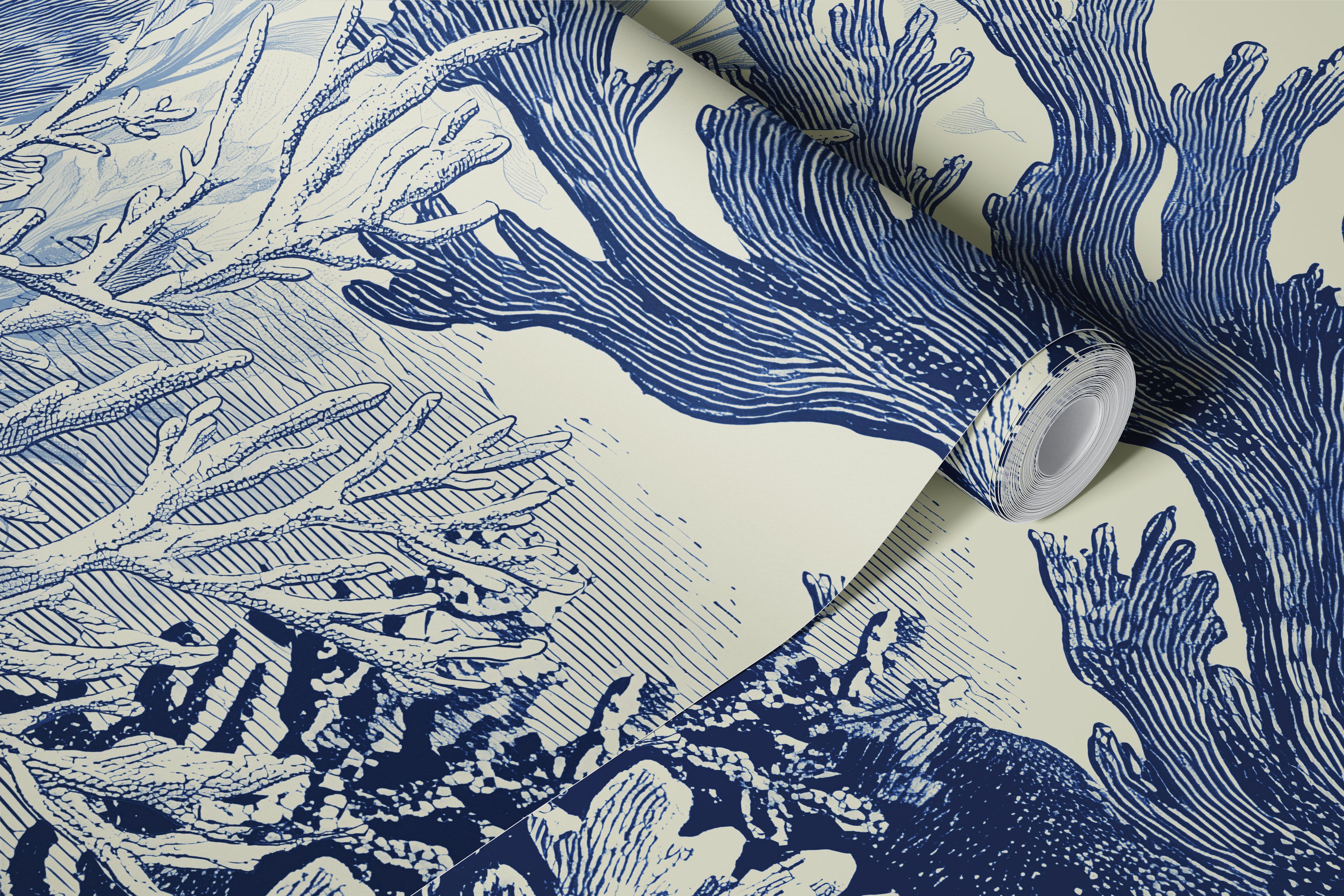 Delft Blue The Aquarium Tapetdesign in einem Raum