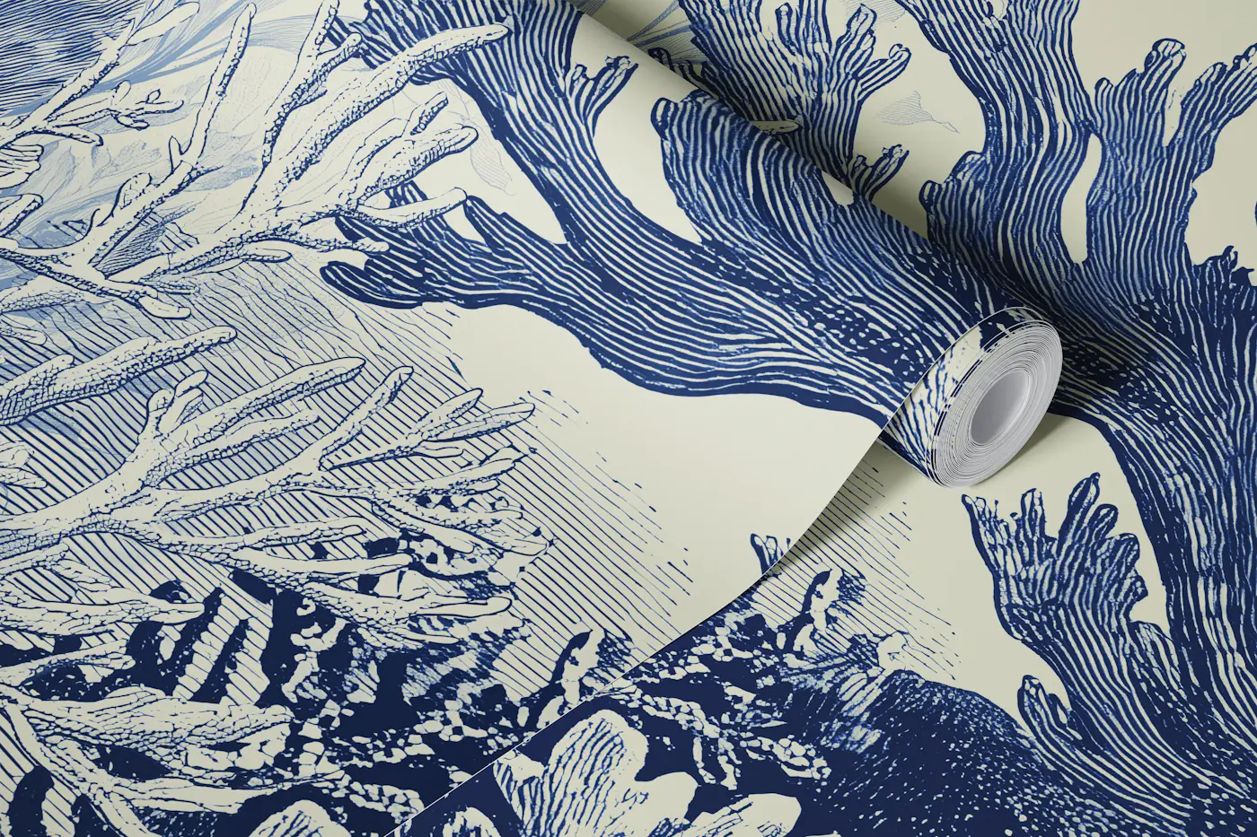 The Aquarium - Delft Blue wallpaper roll