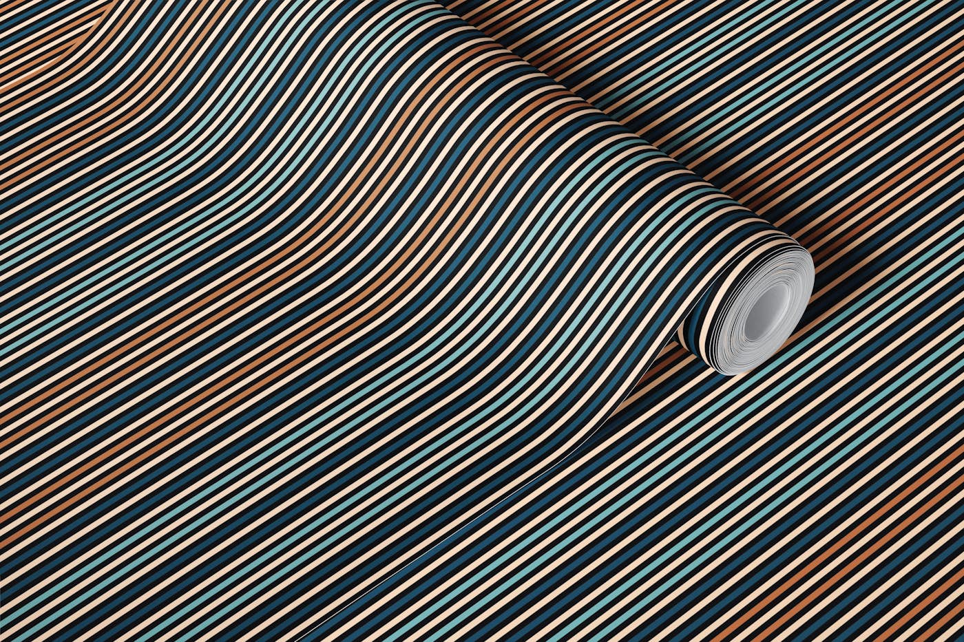 Retro Coastal Stripe Lines wallpaper roll