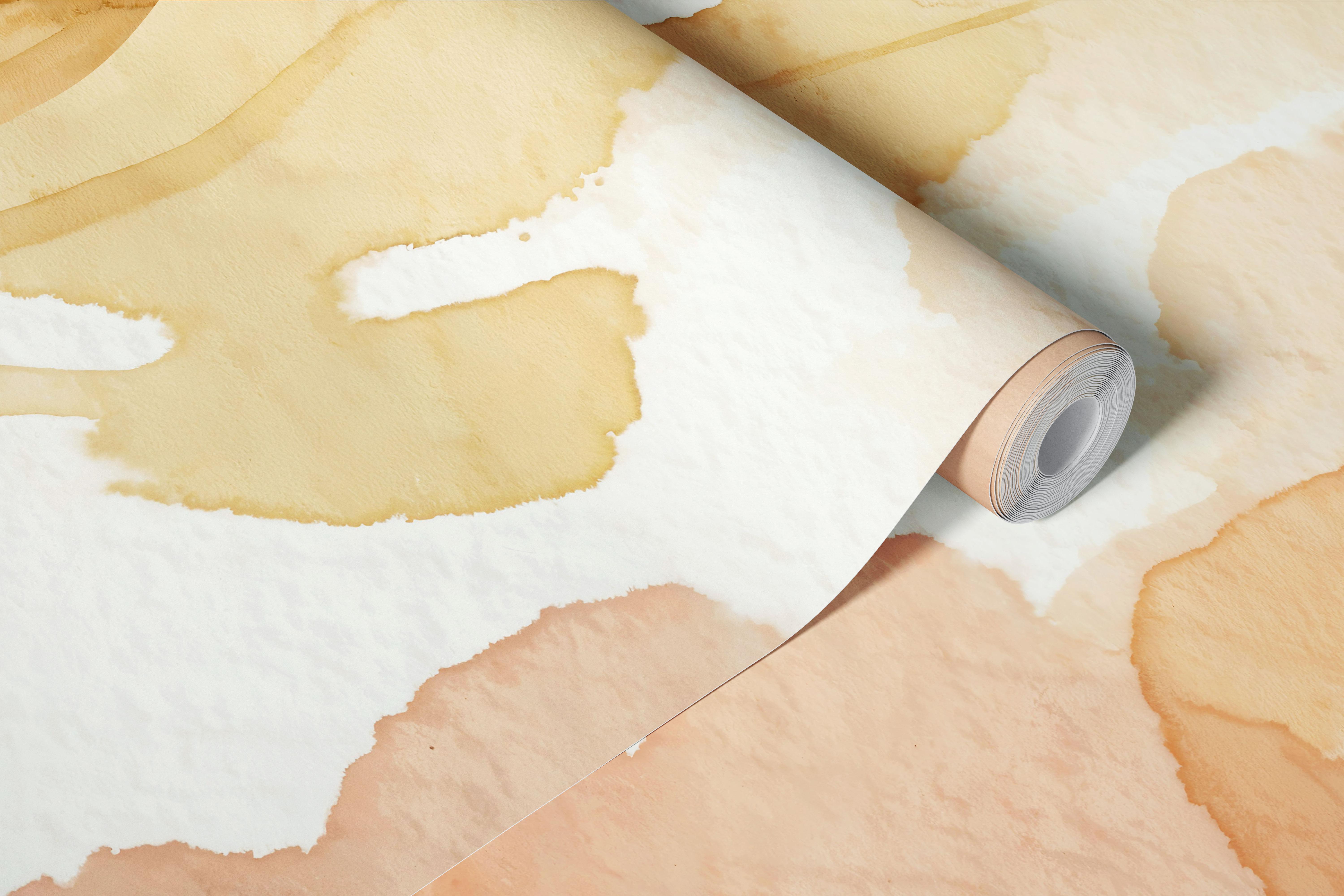 Earthy watercolor trees wallpaper in a room