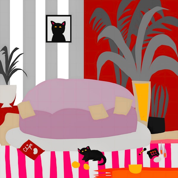 Pink Striped Cat Lounge