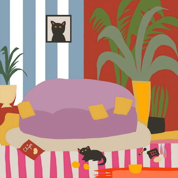 Colorful Lounge With Houseplants