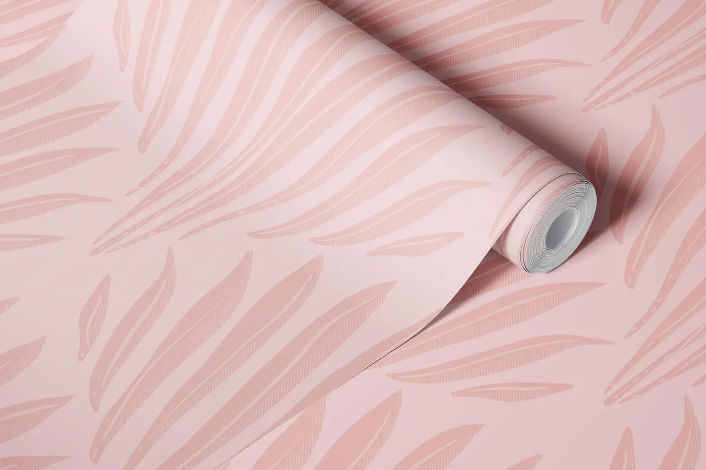 Stylized Leaf | Modern Heritage Art Deco pink wallpaper roll