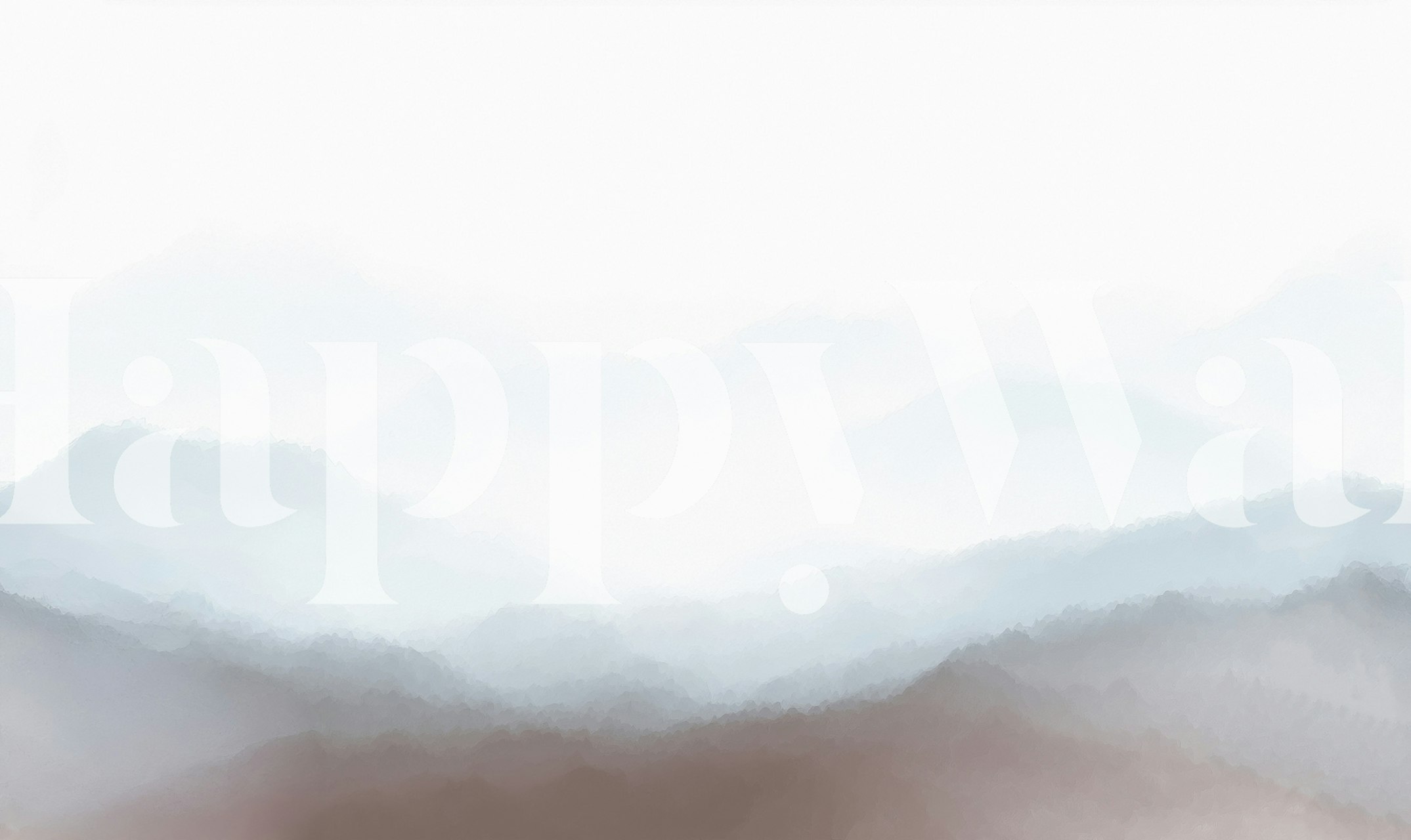 Misty mountain landscape wallpaper in a room