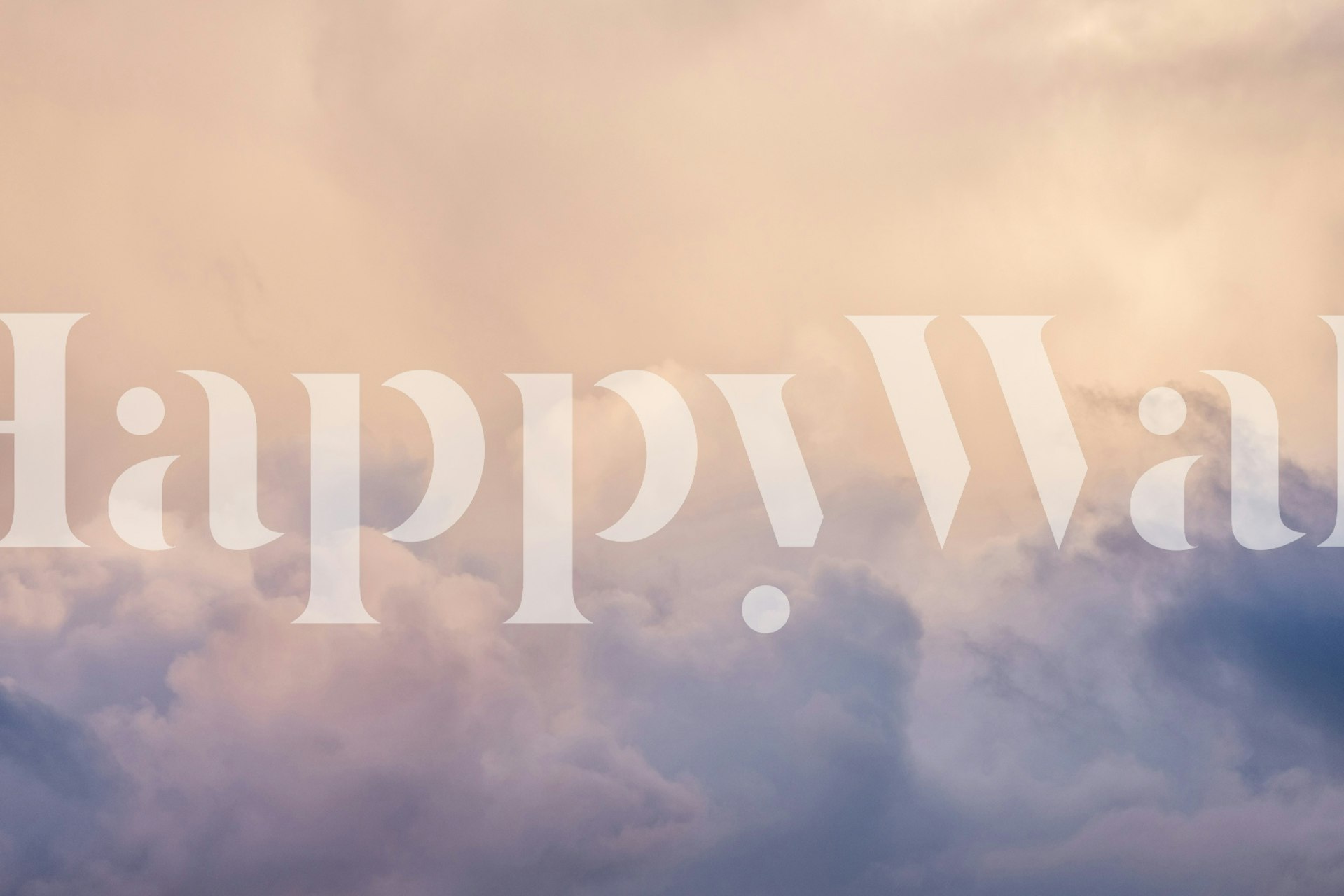 Pastel cloudscape wallpaper in a room