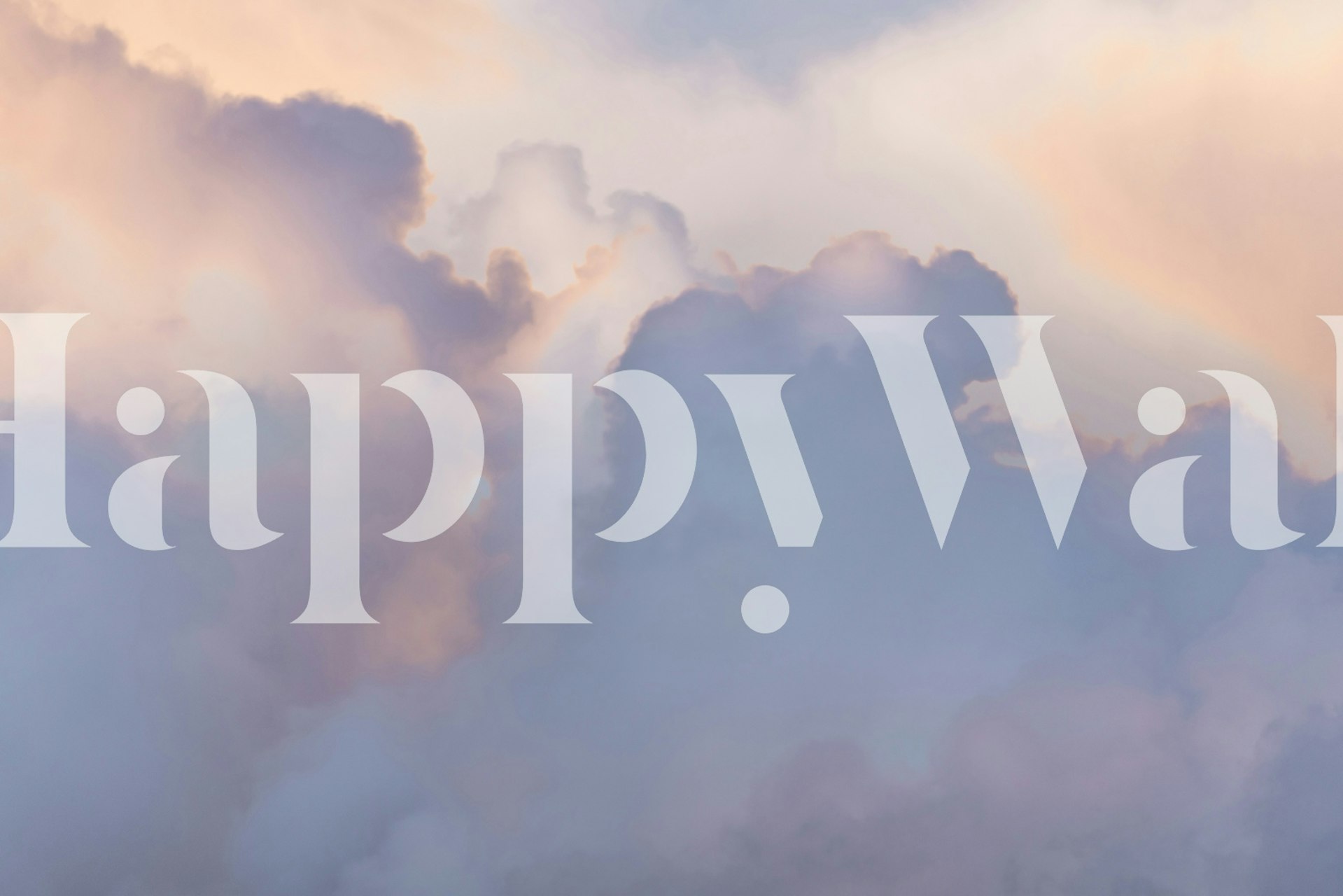 Serene pink and blue sky wallpaper in a room