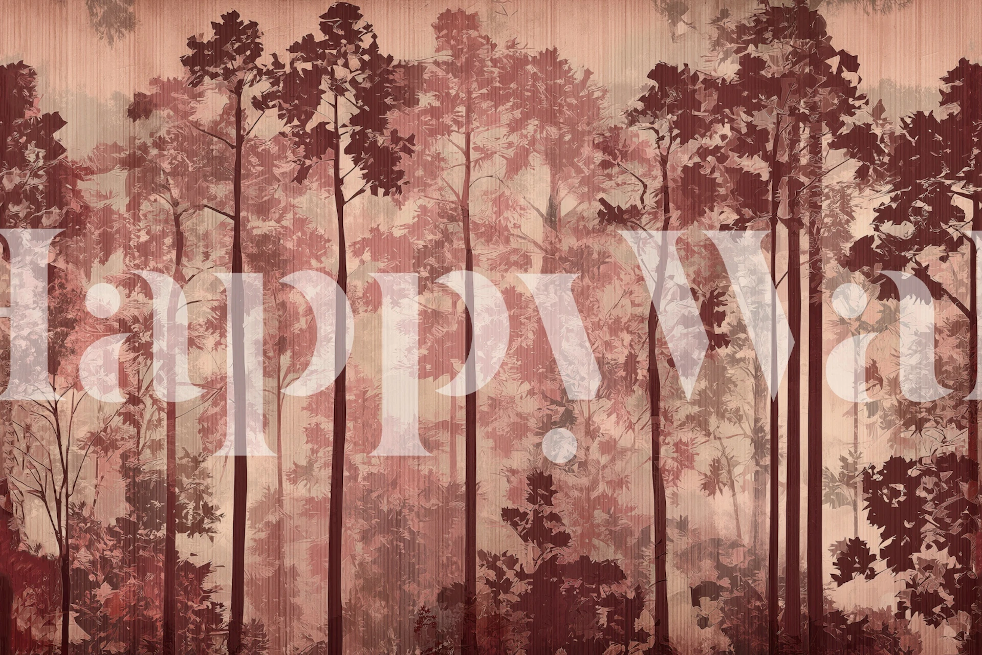 Sepia Forest Landscape with Tall Trees tapet i et rum