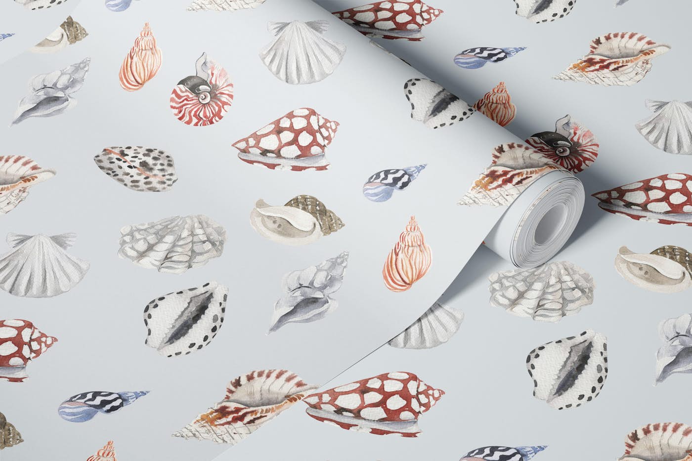 Watercolor Shells Pattern S wallpaper roll