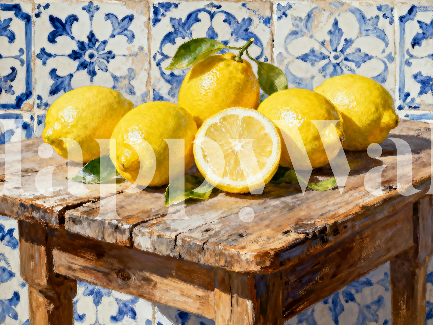 Lemon wallpaper displayed in a room