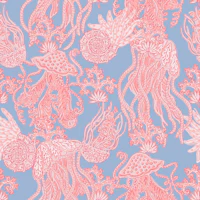 Seascape of Pink Jellyfish on Soft Blue tapet