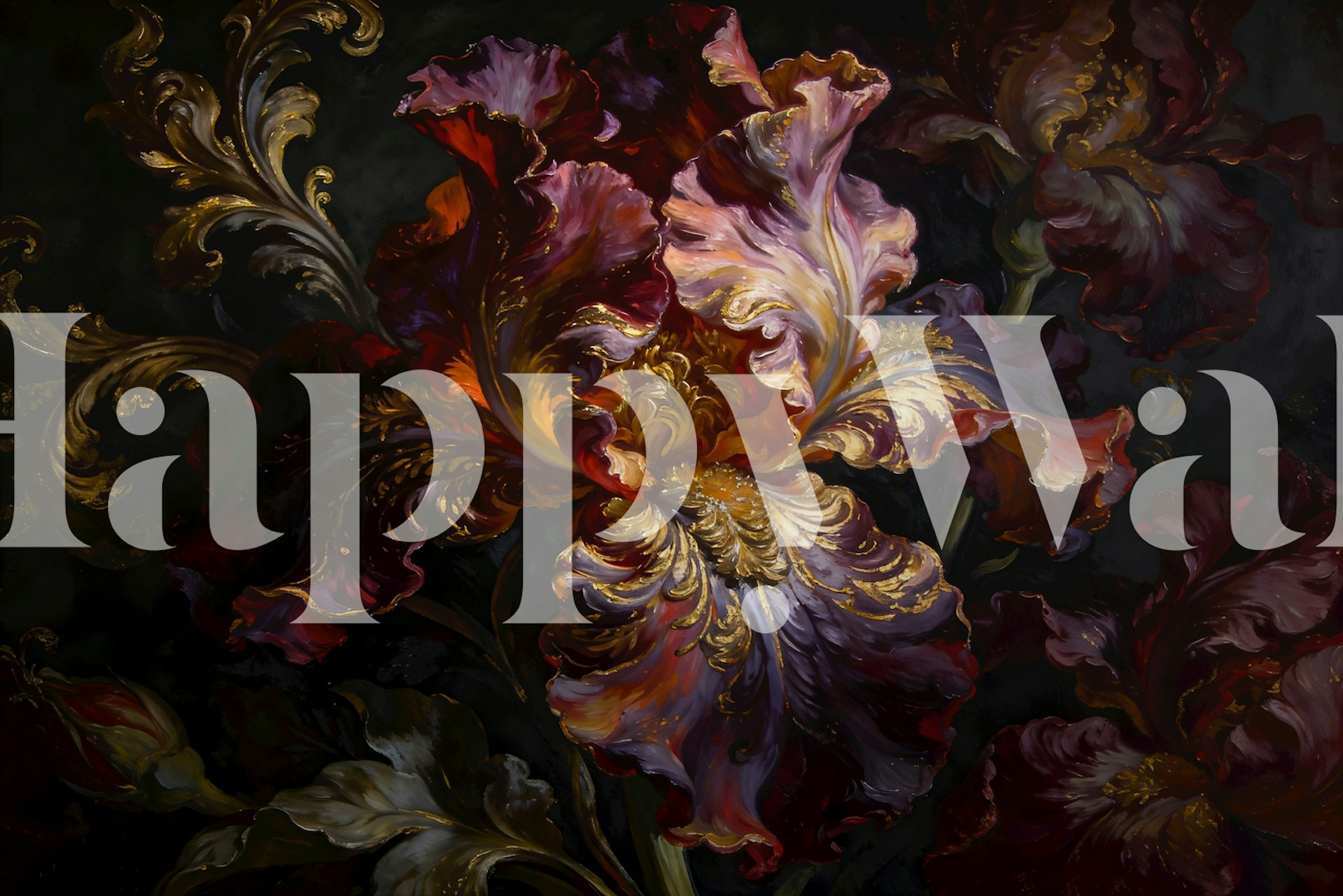 Dramatic midnight garden florals wallpaper