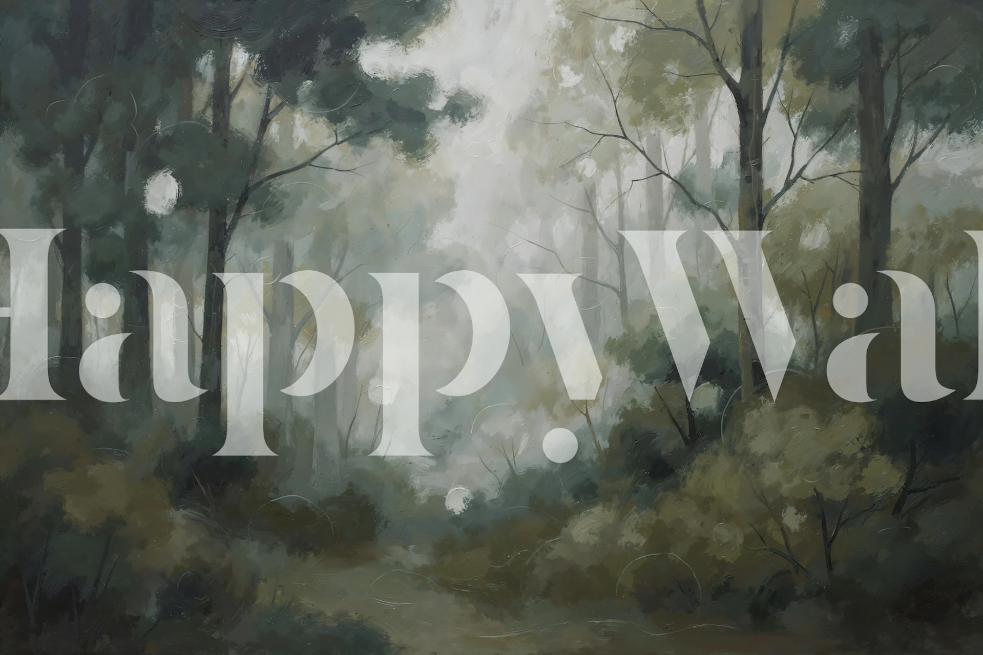 Misty Forest Morning behang in een kamer