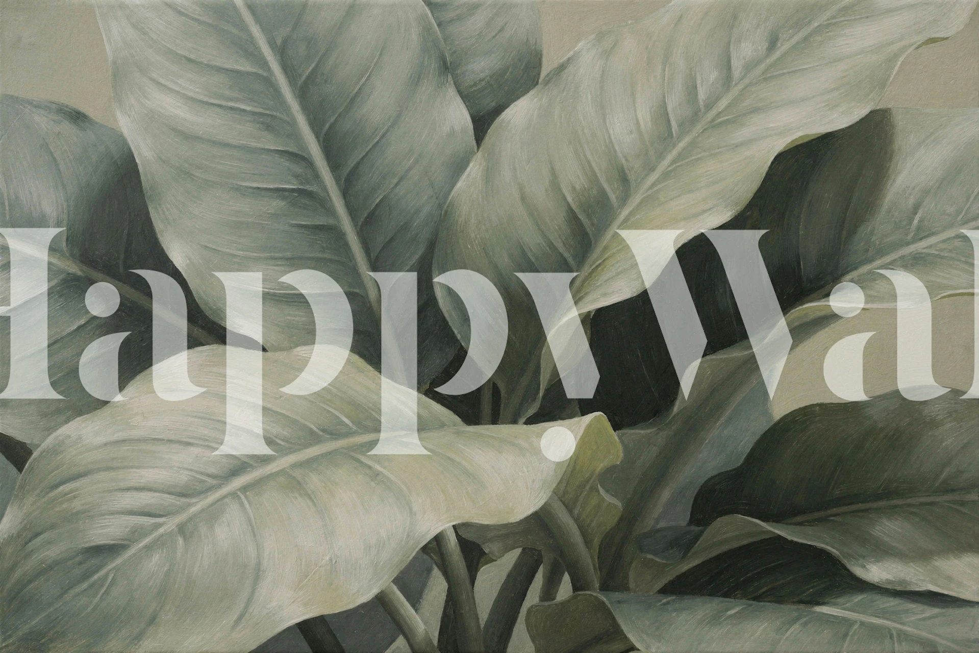 Sage Banana Leaf Canopy tapet i ett rum