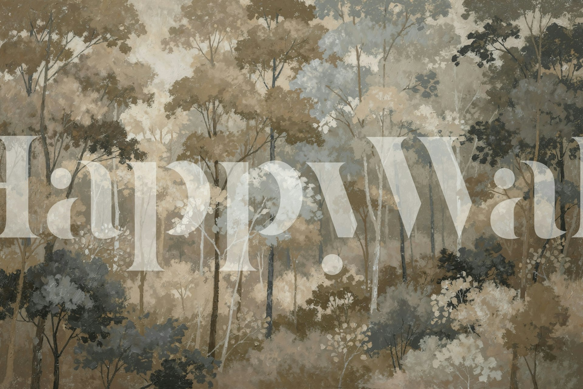 Misty Forest Watercolor wallpaper in a room