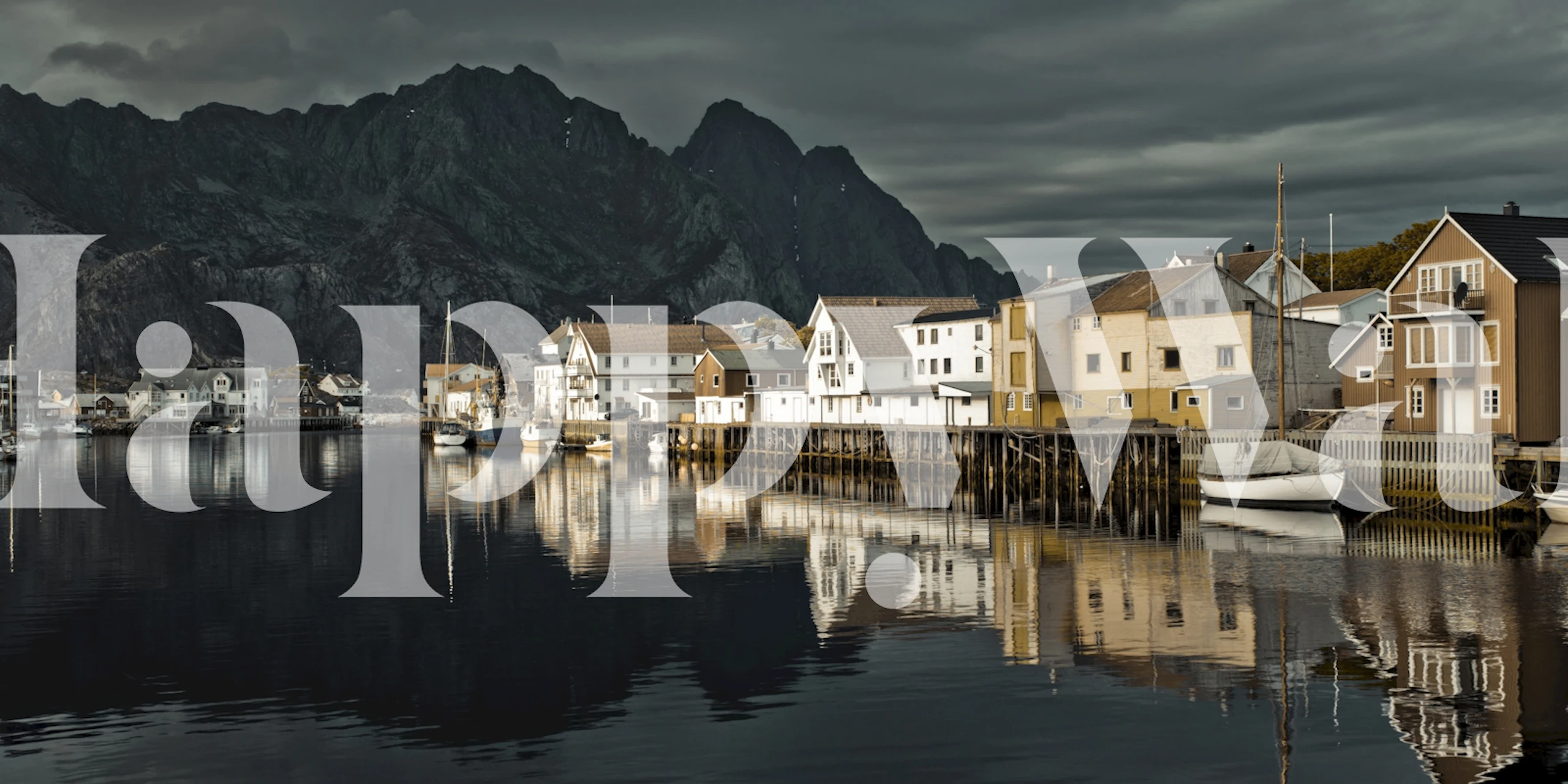 Fishing Village wallpaper in a room setting