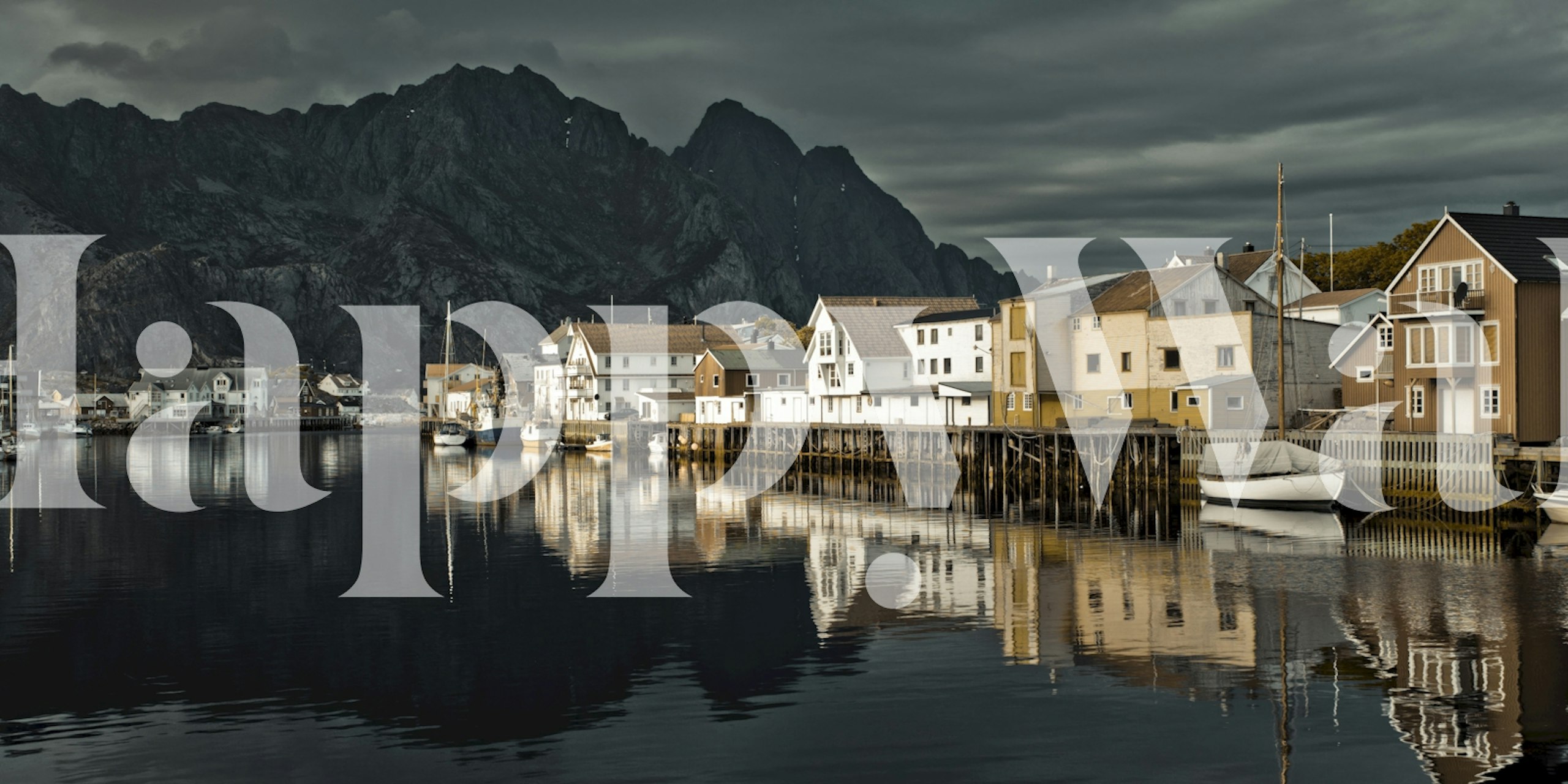 Fishing Village wallpaper in a room setting