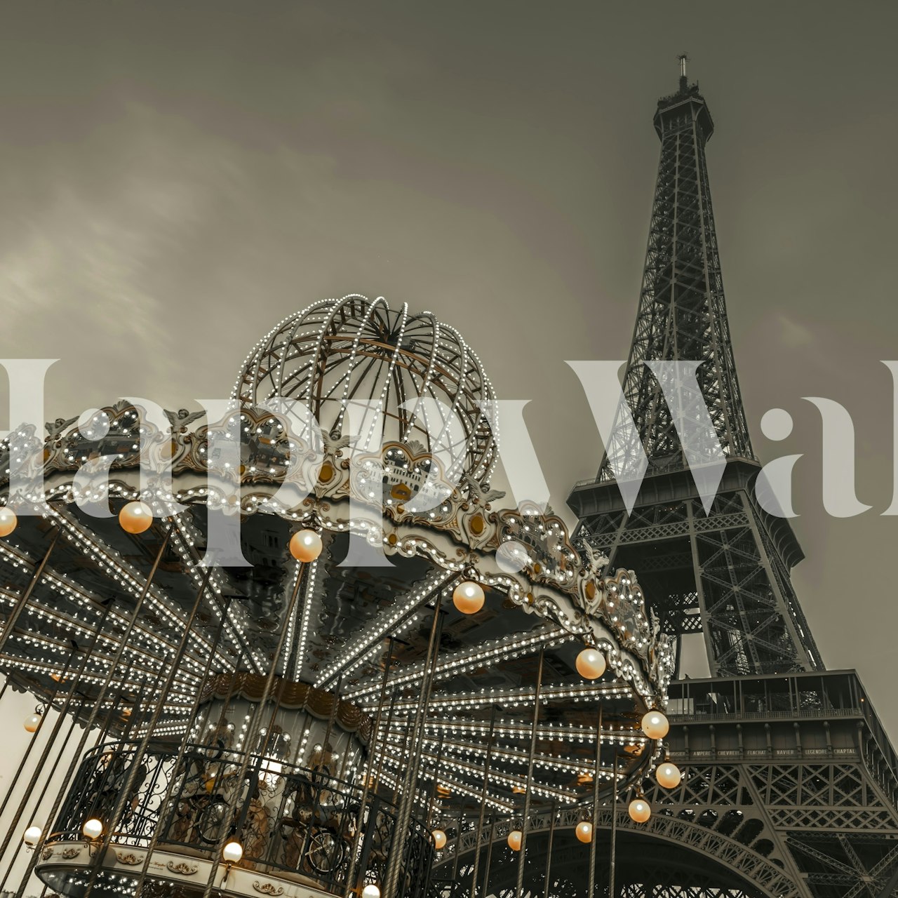Carousel och Eiffel Tower tapet i ett rum