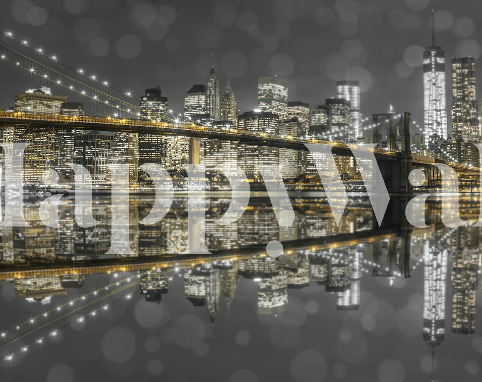 Brooklyn Bridge at night with city lights