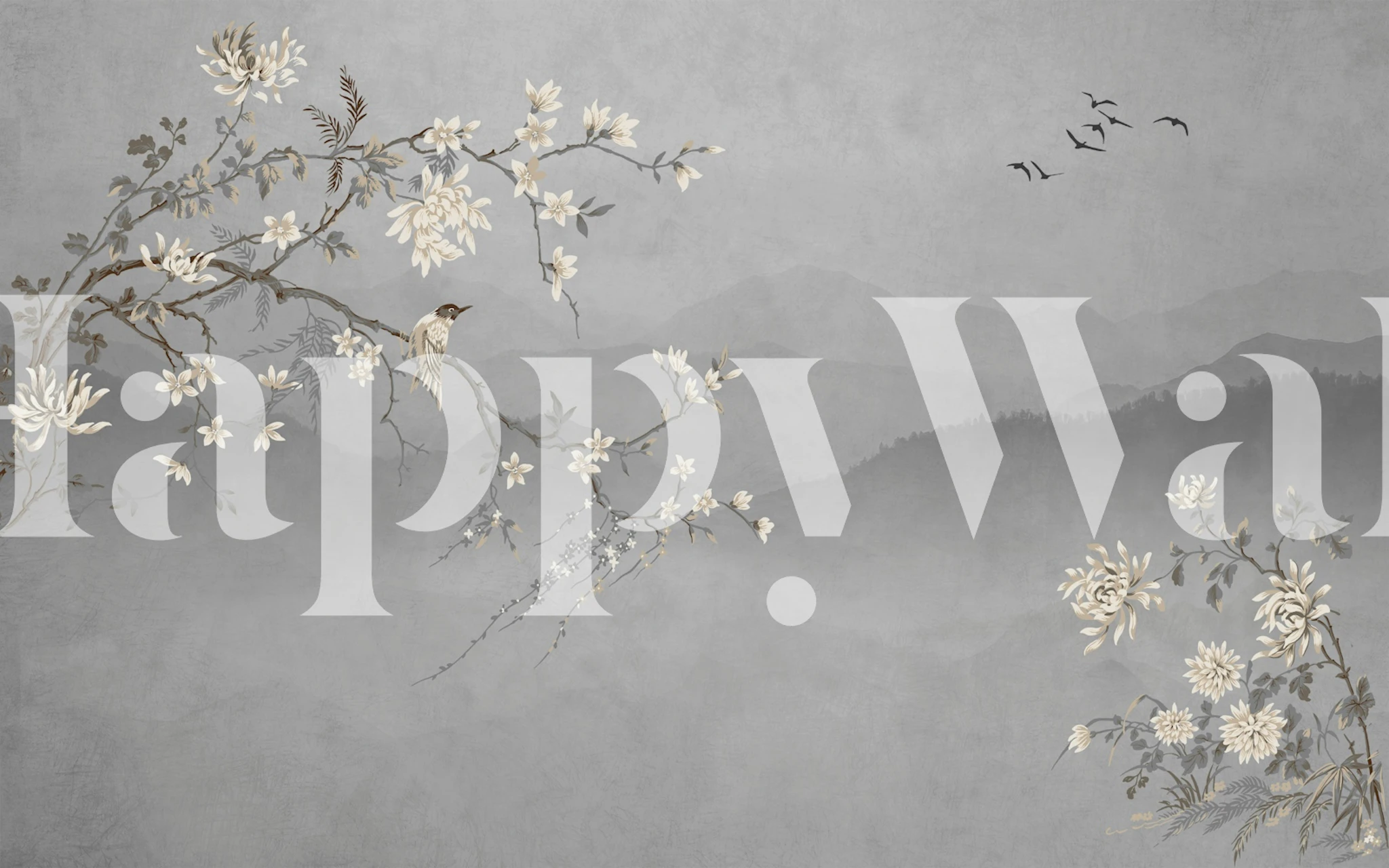 Tranquil Floral Vista wallpaper in a room